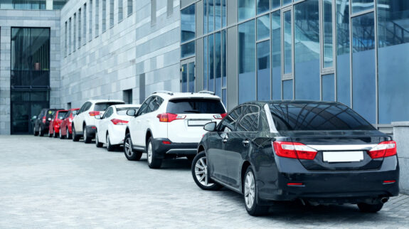 Cityscape with parking car