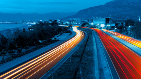 Long exposure photo of traffic on the move